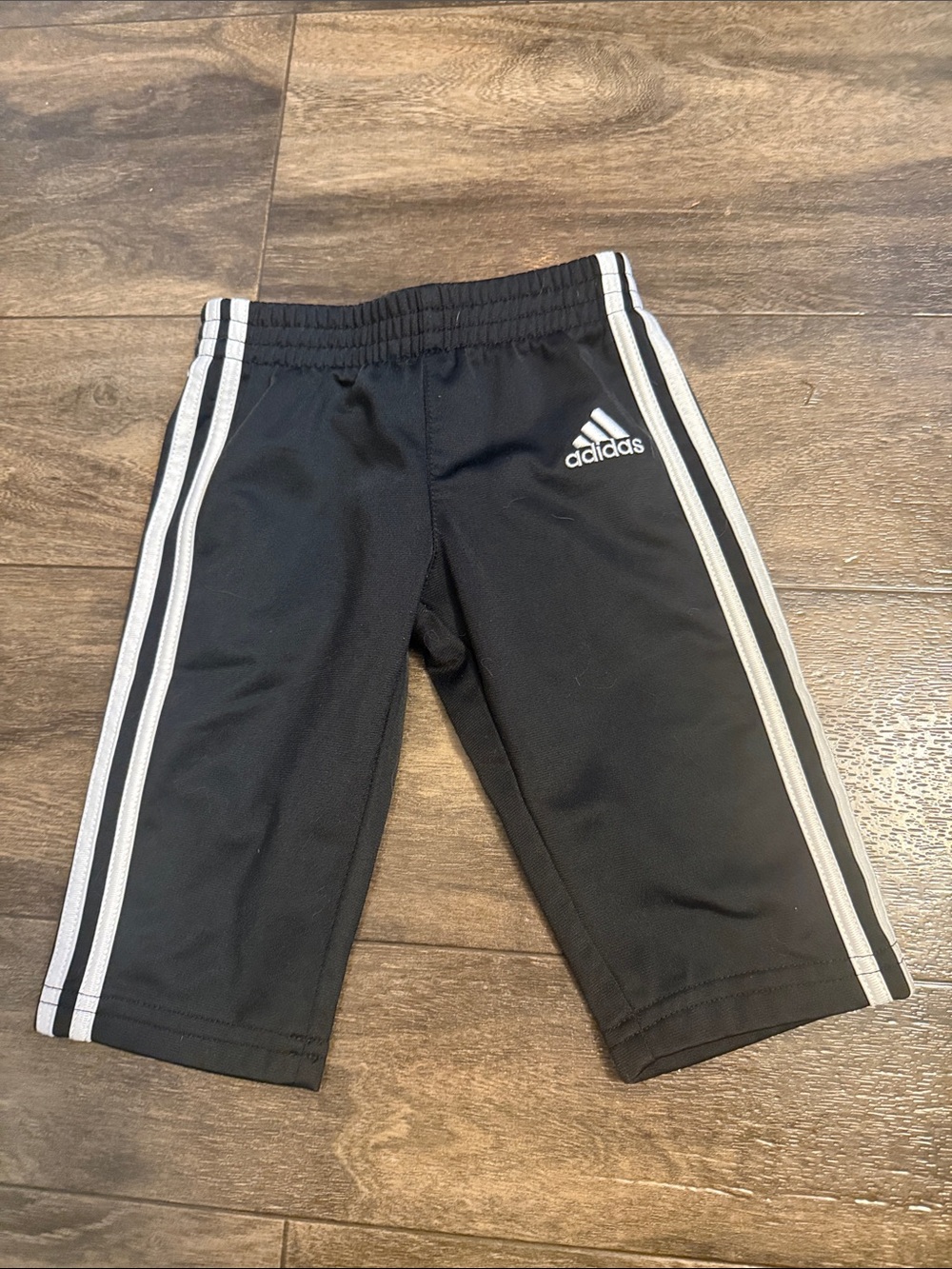 adidas Black Kids Jogger Pants with White Side Stripes
